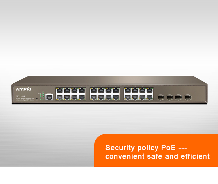 TEG3224P 24-Port 10/100/1000Mbps with 4 Shared SFP PoE Managed Switch