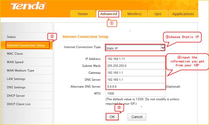 Recently starved cheat How to setup the router for Static IP internet connection mode-Tenda-All  For Better NetWorking