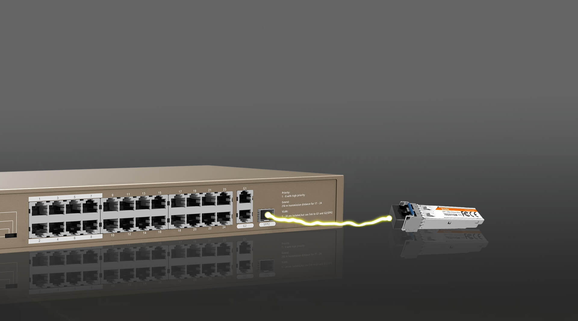 TEG1126P-24-410W 24GE 2SFP Ethernet Switch With 24-Port PoE_Tenda-All For  Better NetWorking