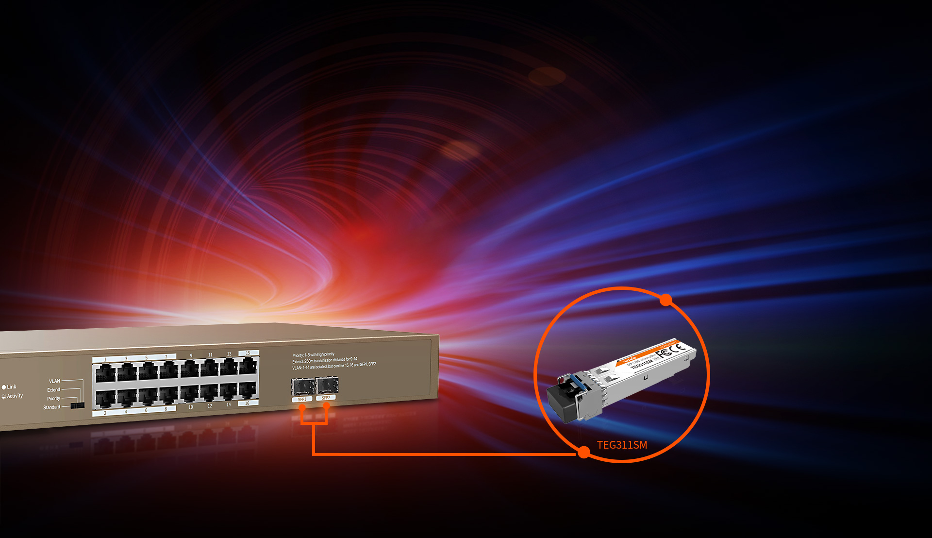 Tenda TEG1116P-16-150W 1000M & PoE 16-Port Gigabit Ethernet Switch with 16- Port PoE - AV Mart Australia